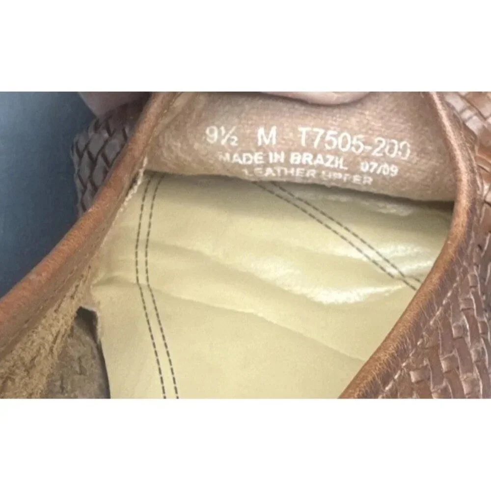 Trotters Womens Lena Cognac Brown Woven Slingback Shoe 9.5 Coastal Minimalist